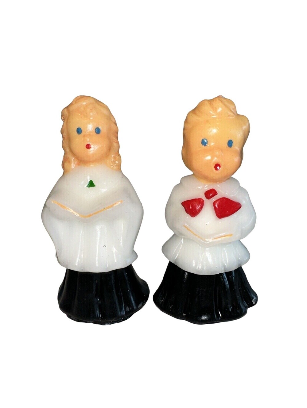Christmas Candle Set 5" Vintage Twos Company Choir Boy Girl Wax Figurine Holiday